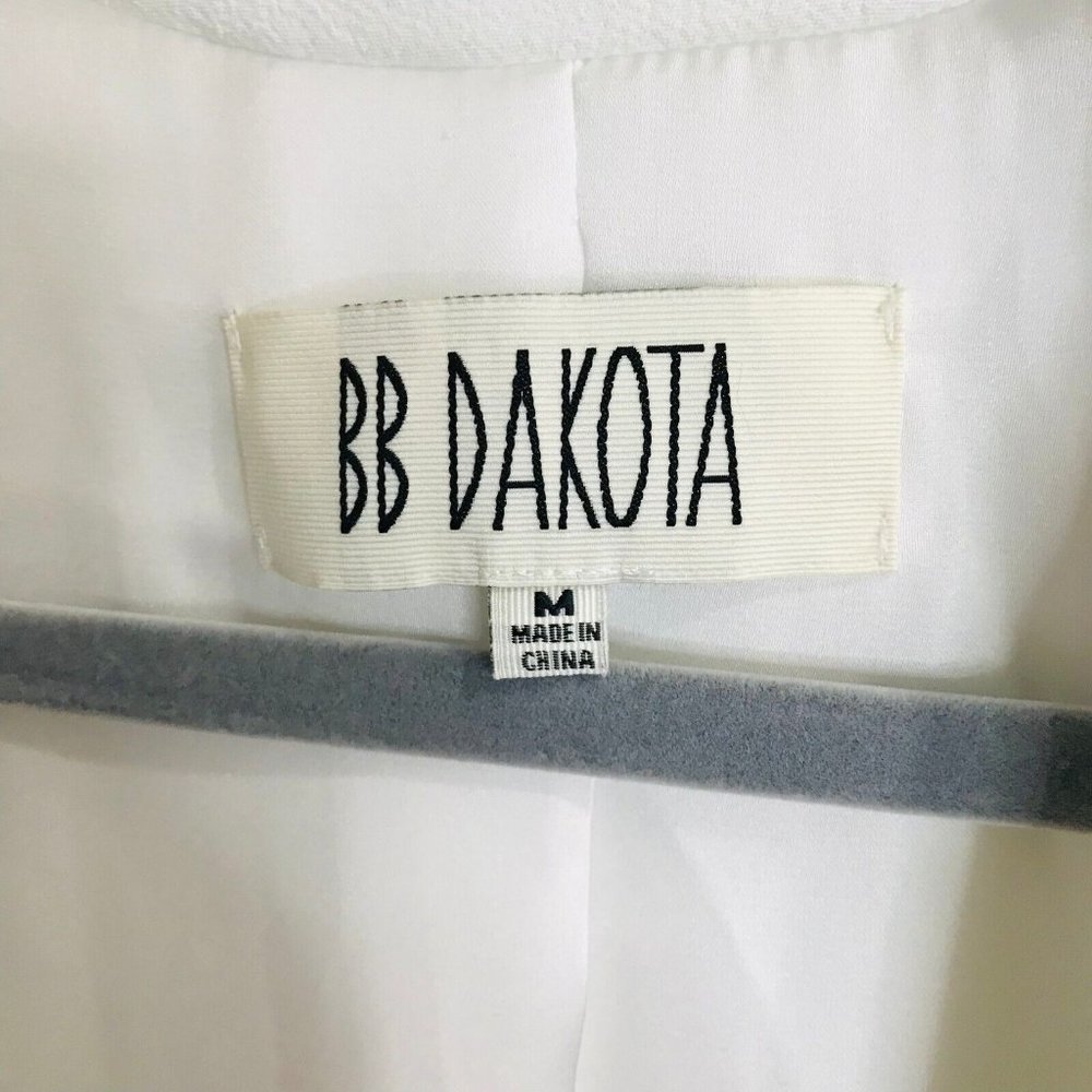 BB Dakota Margo Moto Jacket Blazer Size Medium M White Crepe Faux Leather Patch - Picture 8 of 11